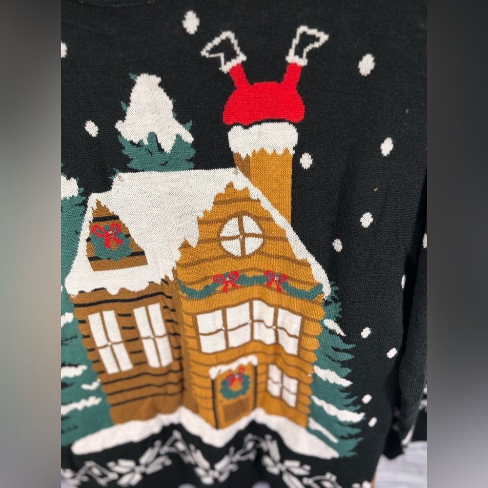 Tipsy Elves Light Show Gingerbread House Fun Classic Cabincore Holiday Sweater L - Picture 9 of 13